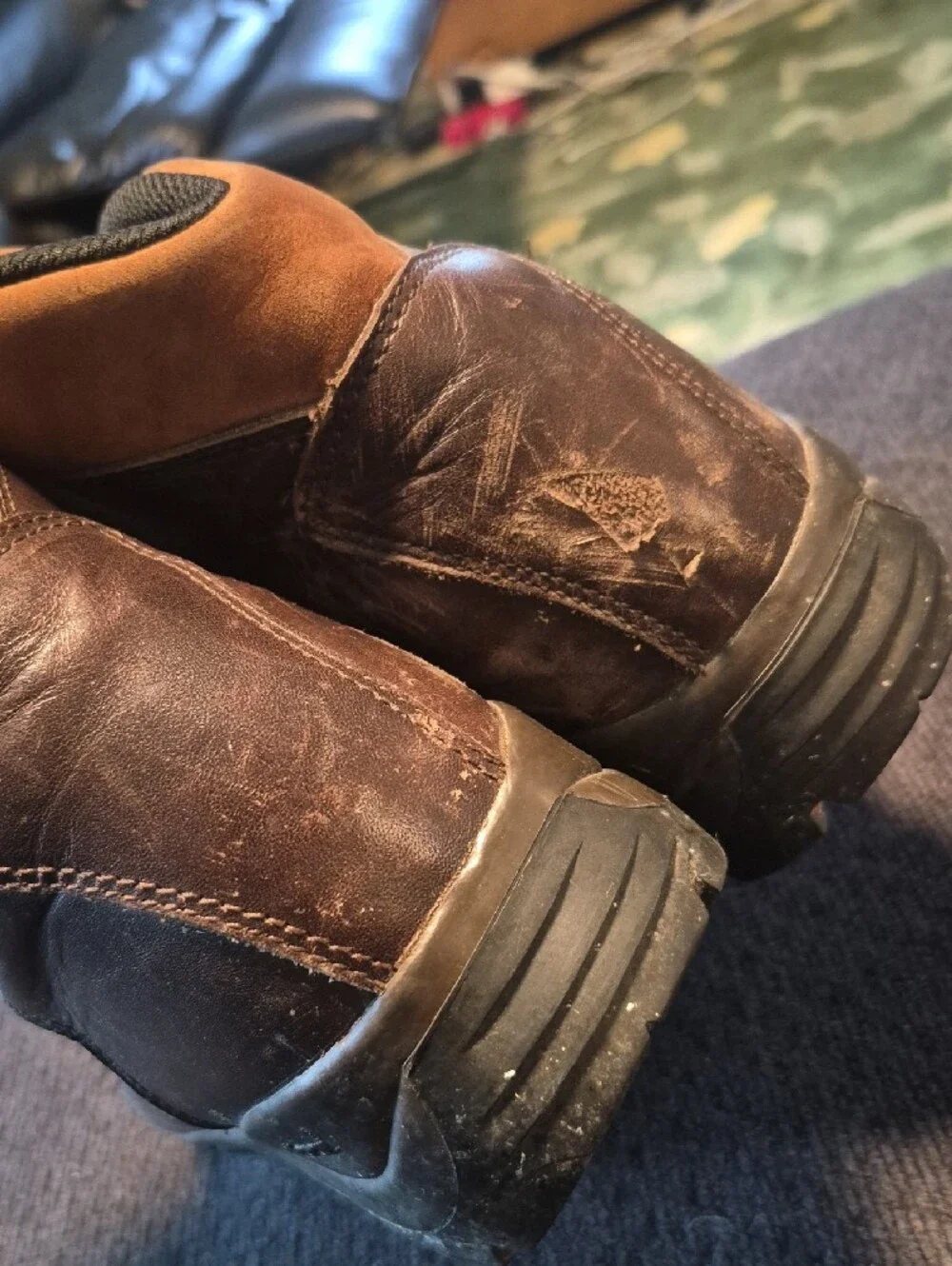 Merrell Brown Leather Ankle Hiking Boots with Tan Collar